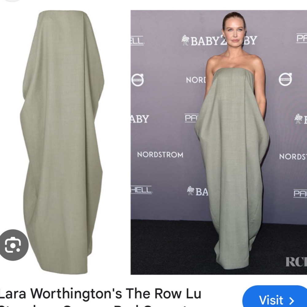 The Row Strapless Draped Wool Blend Lu Gown in Sage Green